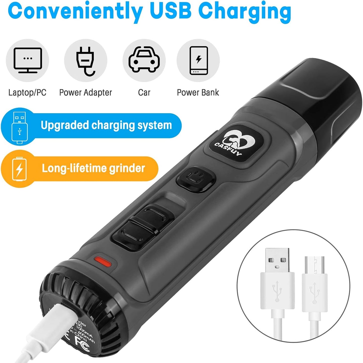 Revolutionary Dog Nail Grinder with Dual LED Lights - Powerful 2-Speed Electric Trimmer for Stress-Free Grooming of Small, Medium, and Large Dogs and Cats (C-Grey)