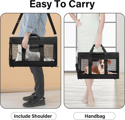 Ultimate Pet Travel Carrier: Soft-Sided, Airline Approved, Collapsible Bag for Cats and Small Dogs (Up to 17 lbs) - Durable, Comfortable, and Travel-Friendly!