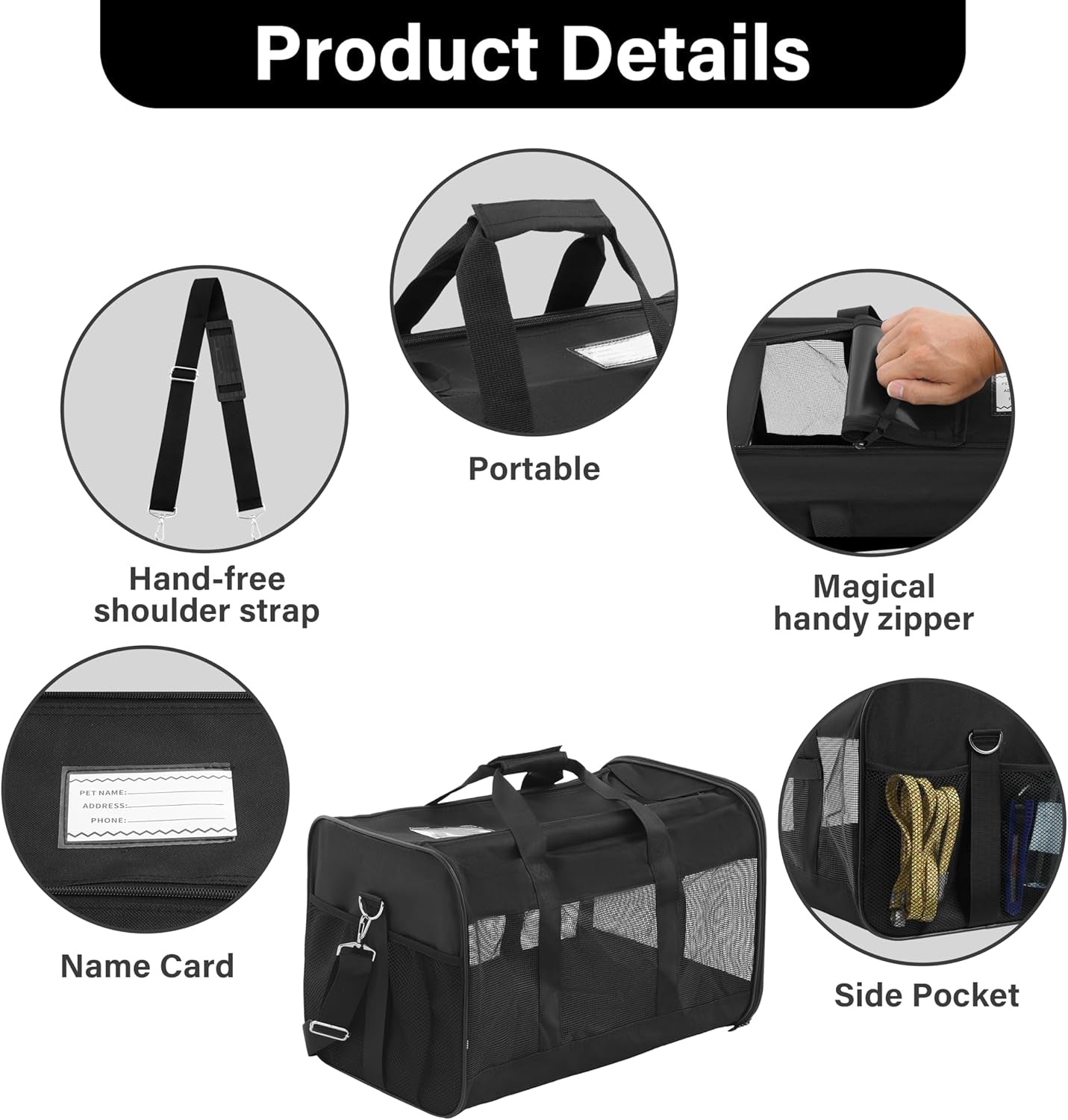 Ultimate Pet Travel Carrier: Soft-Sided, Airline Approved, Collapsible Bag for Cats and Small Dogs (Up to 17 lbs) - Durable, Comfortable, and Travel-Friendly!