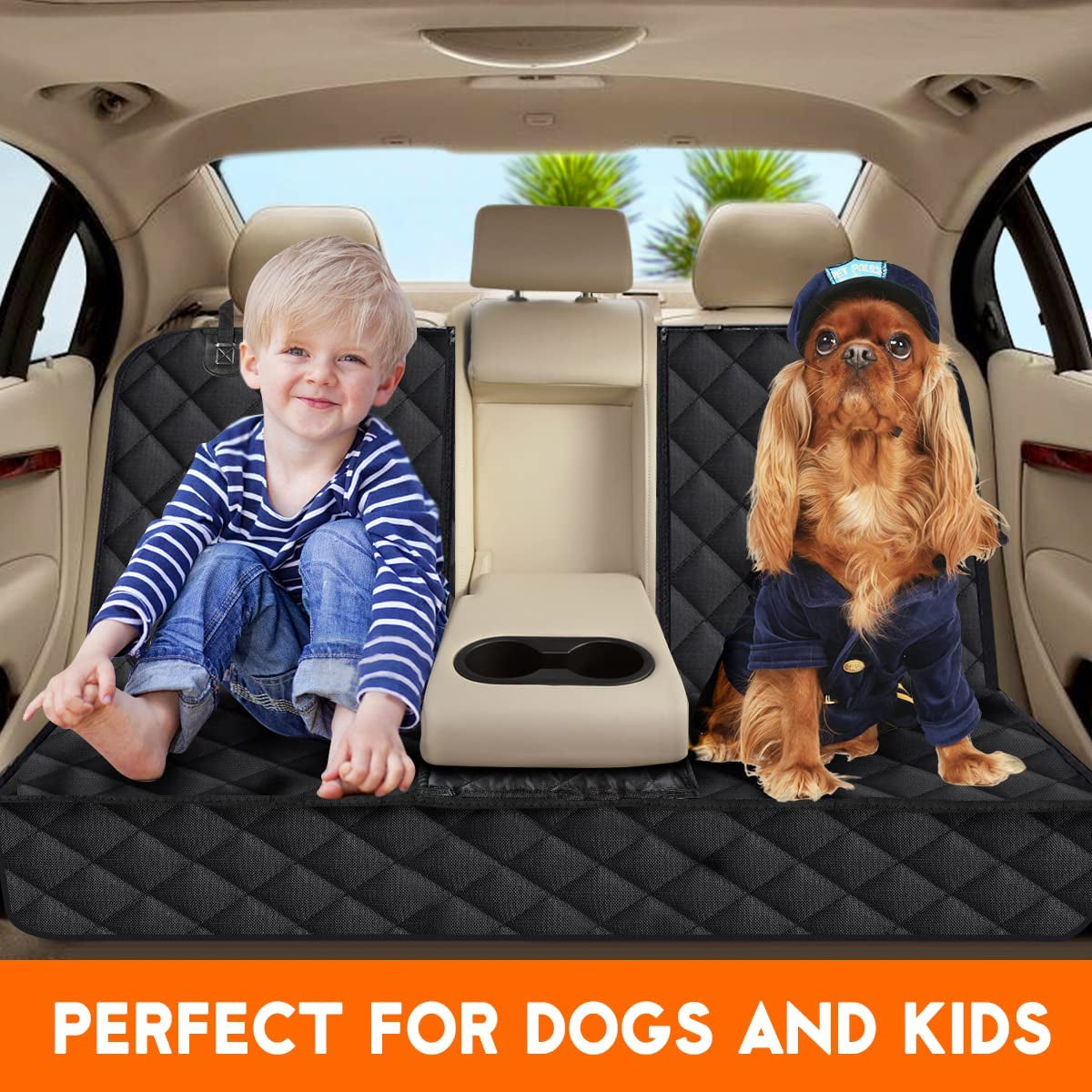 Ultimate Waterproof Dog Car Seat Cover - Non-Slip Back Seat Protector for Pets & Kids, Fits Most Cars, Trucks & SUVs - Black