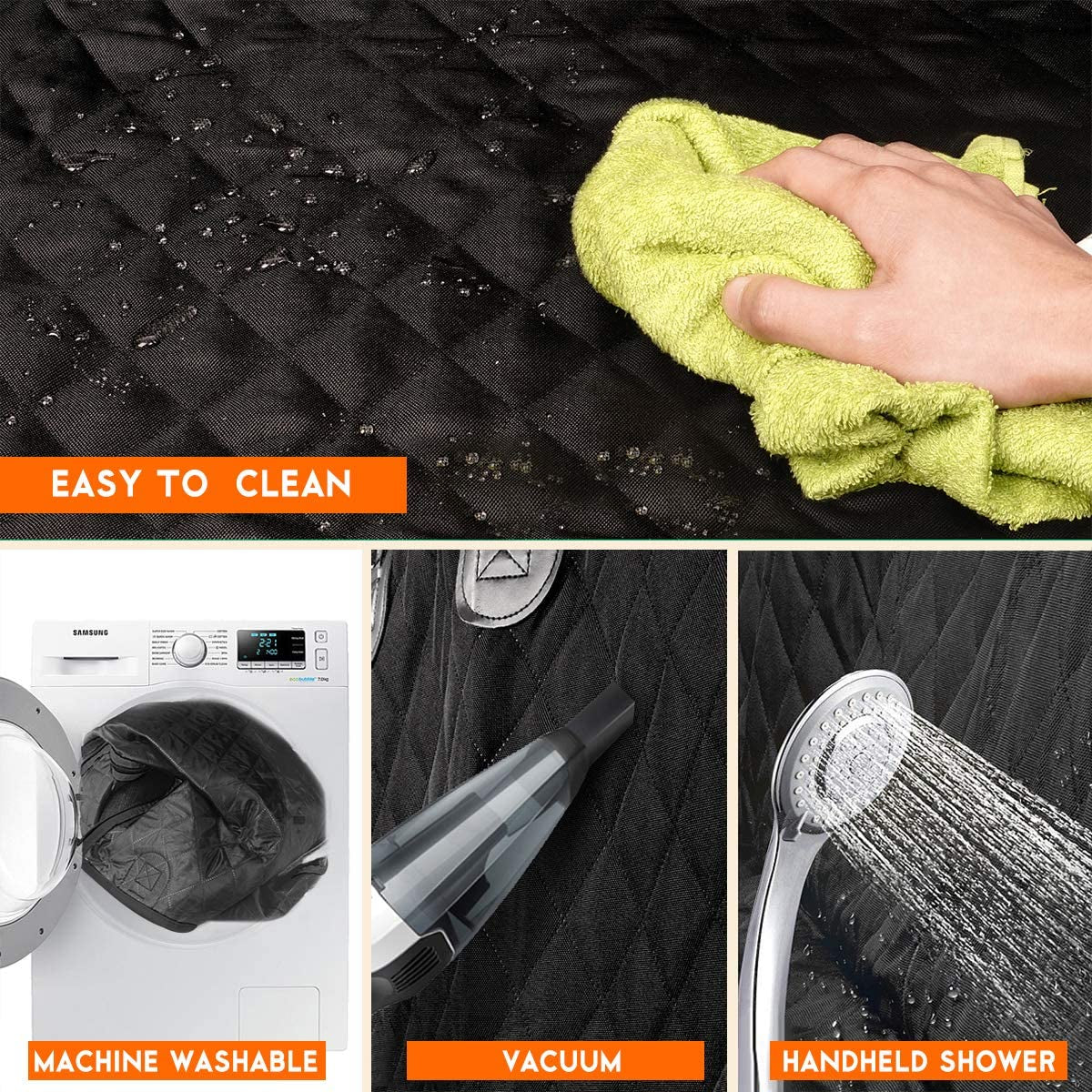Ultimate Waterproof Dog Car Seat Cover - Non-Slip Back Seat Protector for Pets & Kids, Fits Most Cars, Trucks & SUVs - Black