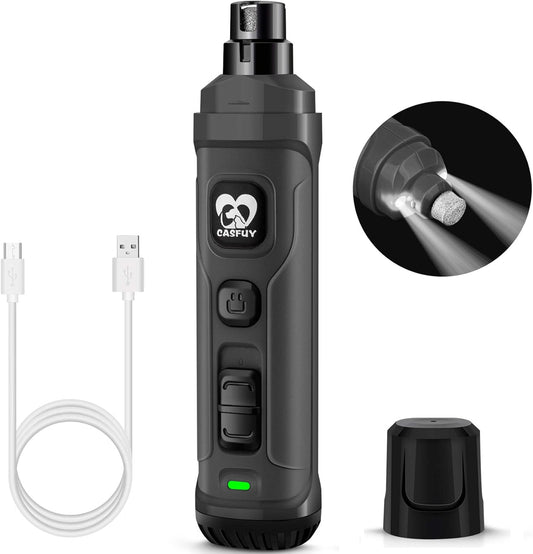 Revolutionary Dog Nail Grinder with Dual LED Lights - Powerful 2-Speed Electric Trimmer for Stress-Free Grooming of Small, Medium, and Large Dogs and Cats (C-Grey)