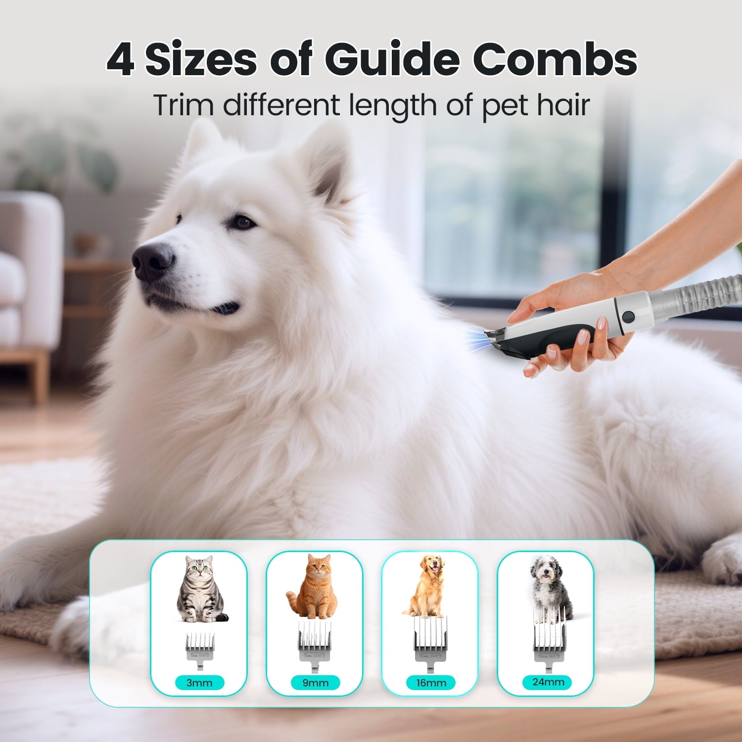 Ultimate 7-in-1 Dog Grooming Vacuum Kit with 11000Pa Super Suction for Effortless Shedding and Low Noise Experience