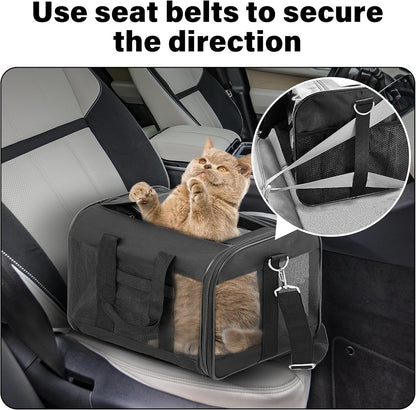 Ultimate Pet Travel Carrier: Soft-Sided, Airline Approved, Collapsible Bag for Cats and Small Dogs (Up to 17 lbs) - Durable, Comfortable, and Travel-Friendly!
