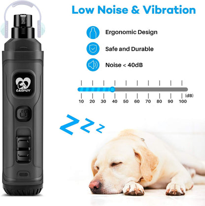 Revolutionary Dog Nail Grinder with Dual LED Lights - Powerful 2-Speed Electric Trimmer for Stress-Free Grooming of Small, Medium, and Large Dogs and Cats (C-Grey)