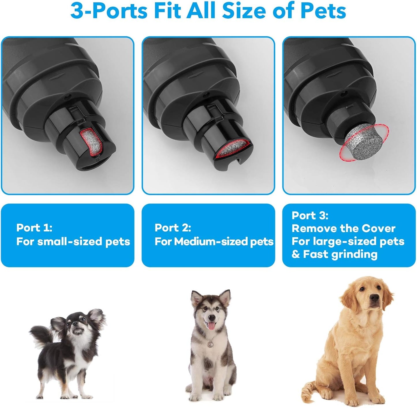 Revolutionary Dog Nail Grinder with Dual LED Lights - Powerful 2-Speed Electric Trimmer for Stress-Free Grooming of Small, Medium, and Large Dogs and Cats (C-Grey)