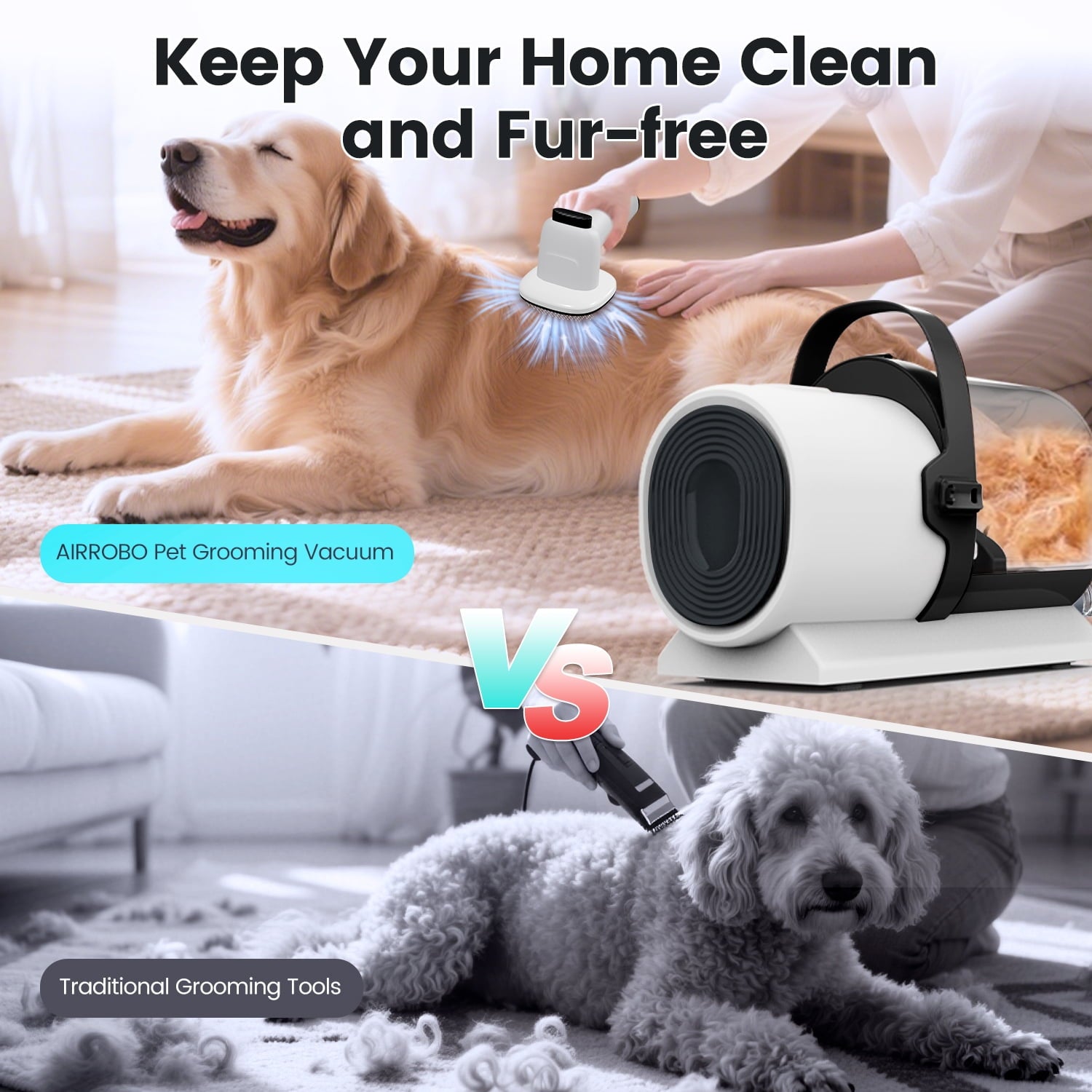 Ultimate 7-in-1 Dog Grooming Vacuum Kit with 11000Pa Super Suction for Effortless Shedding and Low Noise Experience