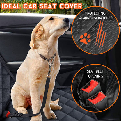 Ultimate Waterproof Dog Car Seat Cover - Non-Slip Back Seat Protector for Pets & Kids, Fits Most Cars, Trucks & SUVs - Black
