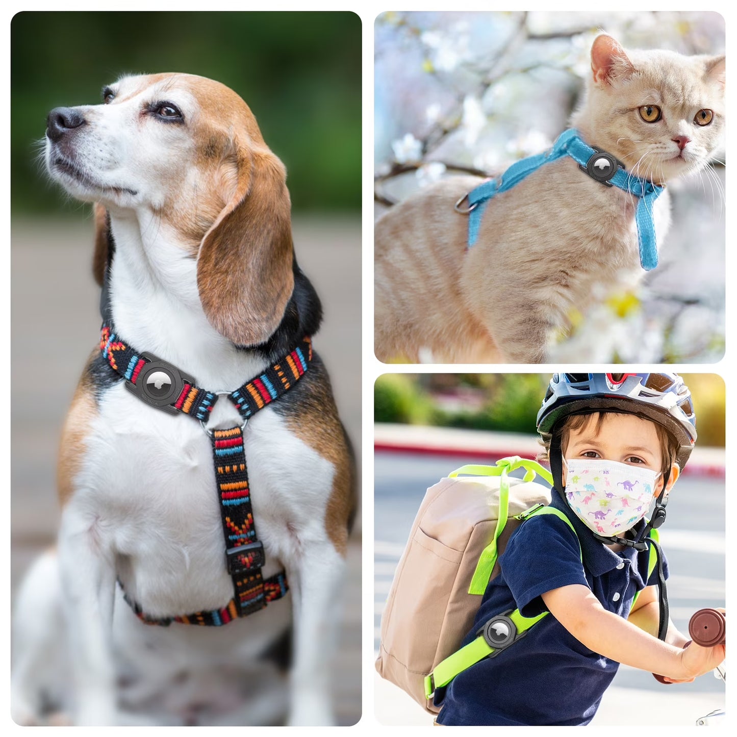 Airtag Dog Collar Holder, [1 Pack] Waterproof Airtag Case for Dog Collar, TPU & Silicone Full Body Covered Anti-Lost Apple Air Tag Collar Holder Airtag Case for Pet Collar Backpack, Black