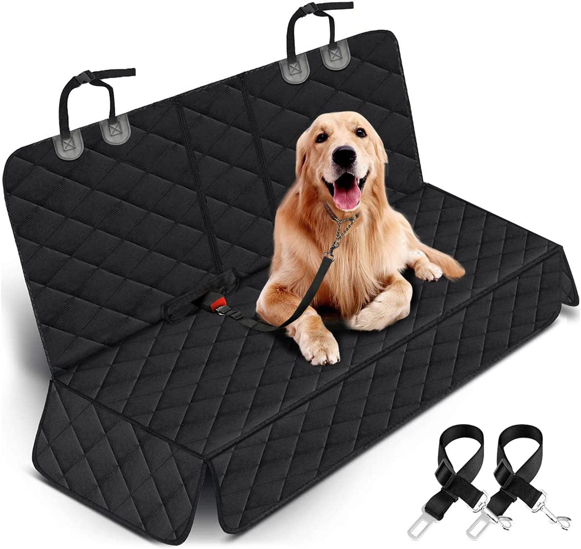 Ultimate Waterproof Dog Car Seat Cover - Non-Slip Back Seat Protector for Pets & Kids, Fits Most Cars, Trucks & SUVs - Black