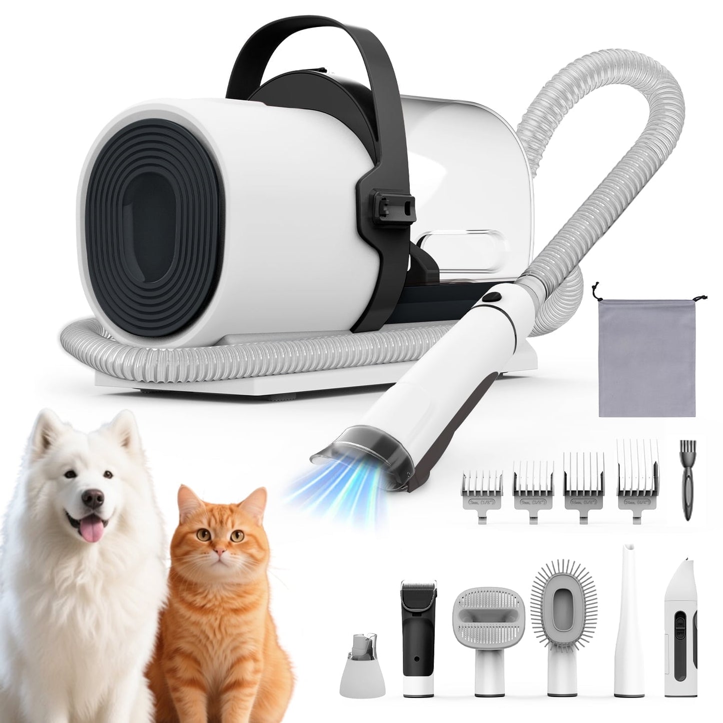 Ultimate 7-in-1 Dog Grooming Vacuum Kit with 11000Pa Super Suction for Effortless Shedding and Low Noise Experience