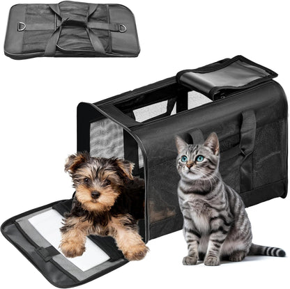 Ultimate Pet Travel Carrier: Soft-Sided, Airline Approved, Collapsible Bag for Cats and Small Dogs (Up to 17 lbs) - Durable, Comfortable, and Travel-Friendly!